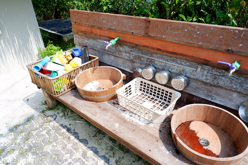 A toy cooking station.