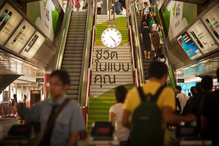 A file photo of stairs and escalators at BTS Siam. Photo: Nopphan Bunnag / Flickr A file photo of stairs and escalators at BTS Siam. Photo: Nopphan Bunnag / Flickr