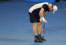 On Bad Hip, Andy Murray Out in 1st Round of Australian Open Britain's Andy Murray reacts Monday during his first round match against Spain's Roberto Bautista Agut at the Australian Open tennis championships in Melbourne, Australia. Photo: Mark Schiefelbein / Associated Press
