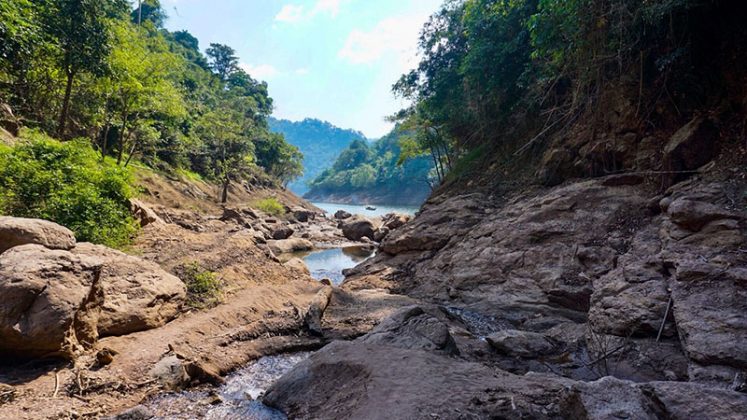 Views of the reservoir from the trail leading up to Chong Lom Waterfall.