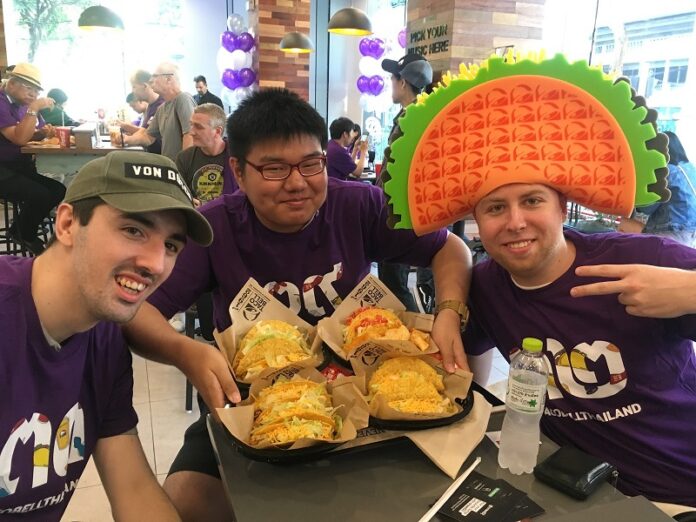 Stuart Holden, Nitiwit ‘Junior’ Jongphiphithaporn and Aleksey Stanishevskiy at Taco Bell.