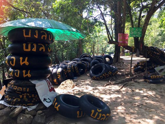 Inner tube rental at Wang Ta Krai Waterfall. Pay 40 baht, 30 of which is a security deposit.