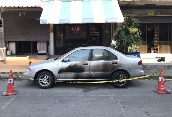 The damaged car seen on Sunday.