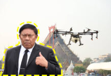 ‘I Don’t Know What to Do’ About Smog: Bangkok Governor A drone flies Thursday morning near City Hall and the Grand Swing in Bangkok. Inset, Bangkok Gov. Aswin Kwanmuang in a Matichon photo.