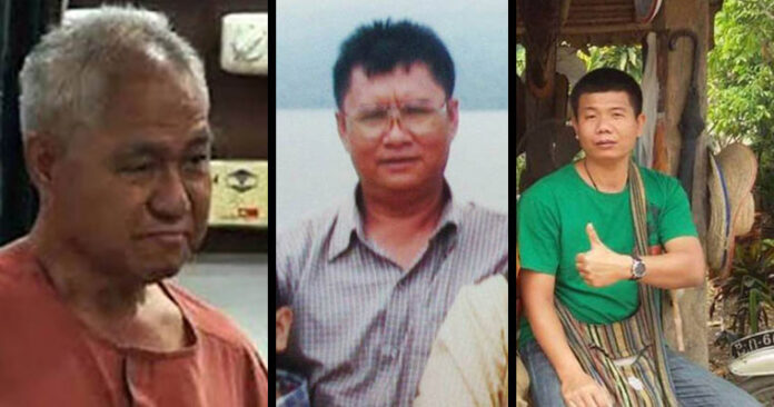 From left, Surachai Danwattananusorn, Chatchan Boonphawal, and Kraidet Luelert, in undated photos provided by Pranee Danwattananusorn. All three went missing in December from Laos, with all but Surachai now identified as corpses which washed up in the Mekong River days before the New Year began.