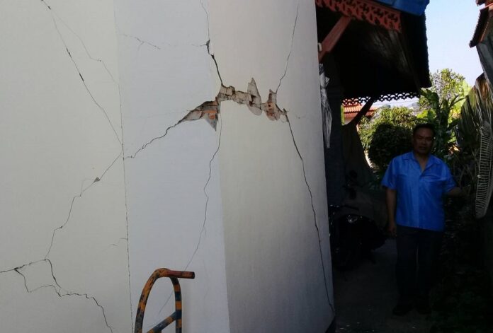 A house in Lampang province damaged by earthquakes.