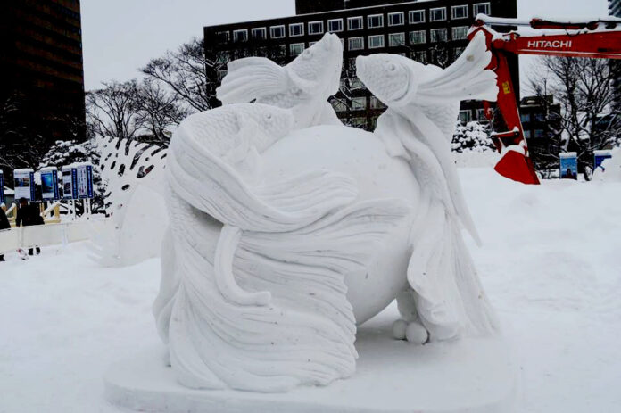 Thailand’s winning sculpture at the 46th International Snow Sculpture Contest. Photo: Hokkaido Fanclub / Facebook