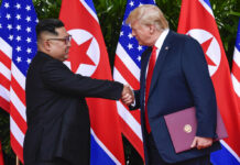 Trump-Kim Summit to Focus on NKorea Nuke Complex, US Rewards North Korea leader Kim Jong Un, left, and U.S. President Donald Trump shake hands at the conclusion of their meetings in June at the Capella resort on Sentosa Island in Singapore. Photo: Susan Walsh / Associated Press