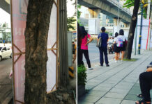 Please Stop Killing Trees With Your Politics: City Hall Photos of campaign posters in Bangkok posted to twitter by @PiyachatSangkh, at left, and @Oatasis.