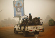 Mercenaries ‘Feeding Off’ Terrorism and Crime: UN Chief UN forces from Rwanda patrol the streets of Bangui, Central African Republic in February 2016. Photo: Jerome Delay / Associated Press