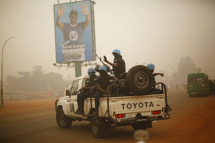 UN forces from Rwanda patrol the streets of Bangui, Central African Republic in February 2016. Photo: Jerome Delay / Associated Press