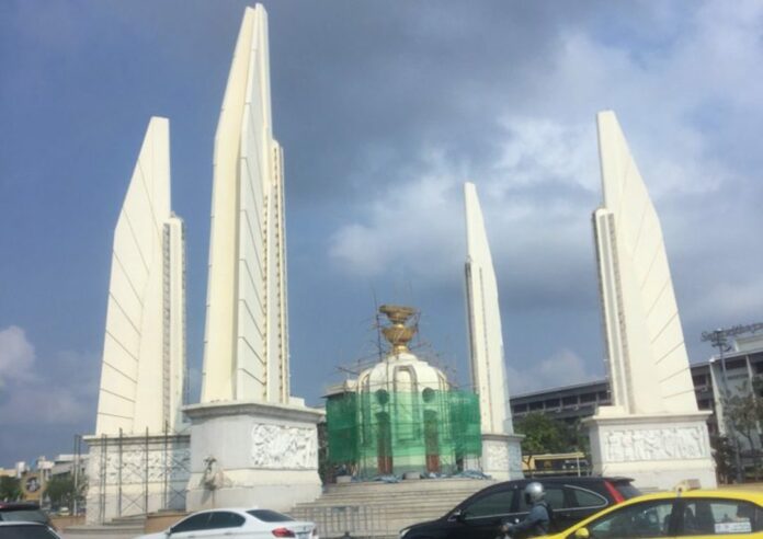 The Democracy Monument on Thursday. Photo: Matichon The Democracy Monument on Thursday. Photo: Matichon