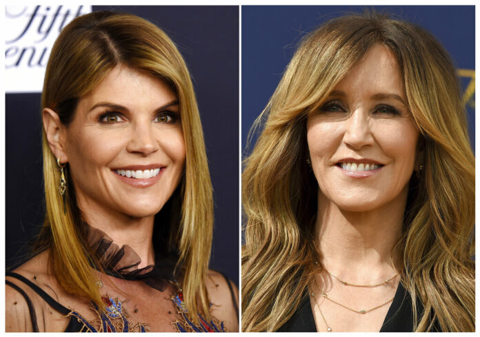 This combination photo shows actress Lori Loughlin at the Women's Cancer Research Fund's An Unforgettable Evening event in Beverly Hills, California, on Feb. 27, 2018, left, and actress Felicity Huffman at the 70th Primetime Emmy Awards in Los Angeles on Sept. 17, 2018. Photo: Associated Press