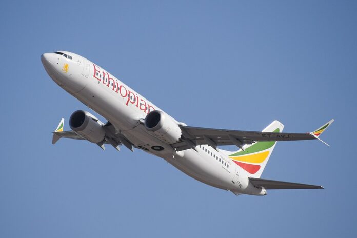 An Ethiopian Boeing 737 Max 8 takes off in February from Ben Gurion Airport in Tel Aviv, Israel. Photo: LLBG Spotter / Wikimedia Commons