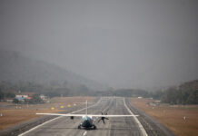 Smog Grounds Flights in Northern Thailand An ATR 72 on the runway Friday at the Mae Hong Son Airport.