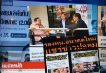 Future Forward Hit With More Legal Threats Images from a post that circulated on Facebook last month presented as evidence Monday by the Technology Crime Suppression Division in Bangkok.