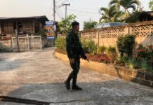 Army Has Sent Soldiers to Raid Election Candidates’ Homes Soldiers search the home of a Democrat politician Wednesday in Mae Hong Son province.