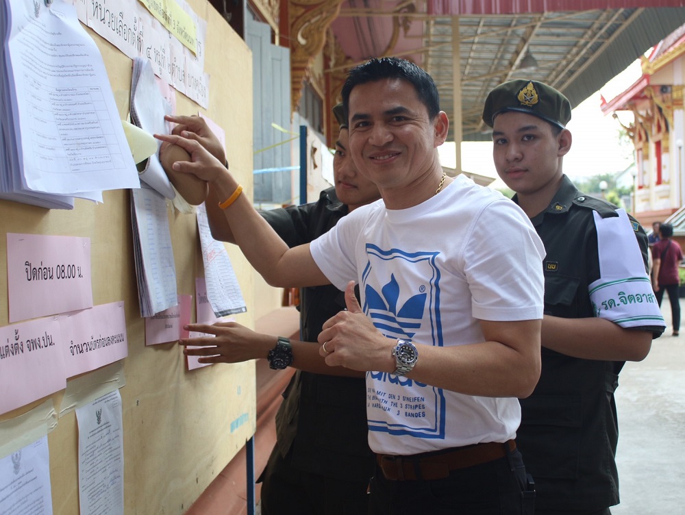 Kiatisuk "Zico" Senamuang votes Sunday in Bangkok.