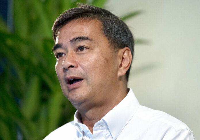 The leader of Thailand's Democrat Party Abhisit Vejjajiva talks to The Associated Press during an interview Wednesday in Bangkok. Photo: Sakchai Lalit / Associated Press