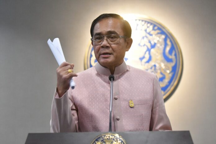 PM Prayuth Chan-ocha speaks at Government House on Tuesday