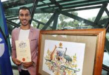 Footballer Hakeem Happy to Become Australian Citizen Hakeem al-Araiby, a former Bahraini international soccer player and refugee, displays his certificate after becoming an Australian citizen Tuesday, four weeks after escaping extradition to his homeland during a much-publicized detention in a Bangkok prison, in Melbourne. Photo: David Crosling / AAP Image via AP