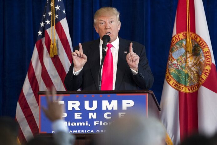 In this July 27, 2016, file photo, then Republican presidential candidate Donald Trump speaks at Trump National Doral in Florida. Photo: Evan Vucci / Associated Press