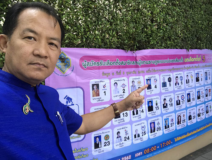 Srisuwan Janya votes Sunday in Bangkok.