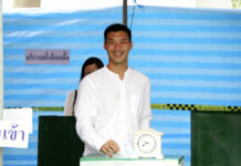 Voting Underway in First Election Since 2014 Coup Thanathorn Juangroongruangkit, leader of the Future Forward Party, casts his vote Sunday in Bangkok. Photo: Julladit Onlamoon / Associated Press