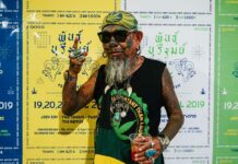 Straight Outta Buriram Comes New 420 Weed Fest A supporter shows his love at a Friday news conference for a cannabis festival next month in Buriram province.