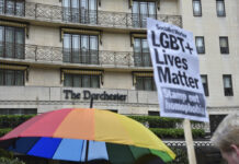Dozens Protest in London Against Brunei’s Anti-Gay Laws Protestors outside The Dorcester hotel on Park Lane in London, demonstrating against the Brunei anti-gay laws, Saturday April 6, 2019. Photo: Sophie Hogan / PA via AP