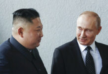 Putin, Kim Discuss How to Break N. Korean Nuclear Standoff Russian President Vladimir Putin and North Korea's leader Kim Jong Un walk during their meeting in Vladivostok, Russia, Thursday, April 25, 2019. Photo: Sergei Ilnitsky / Pool Photo via AP
