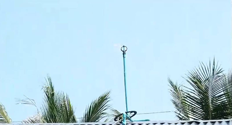 Sprinklers on a Hua Hin roof Sunday.