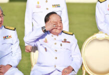 Govt Threatens Legal Action Over ‘Crazy Rich Prawit’ Article Gen. Prawit Wongsuwan raises a hand to shield his eyes from sunlight Dec. 4, 2017, in a cabinet photoshoot at the Government House.