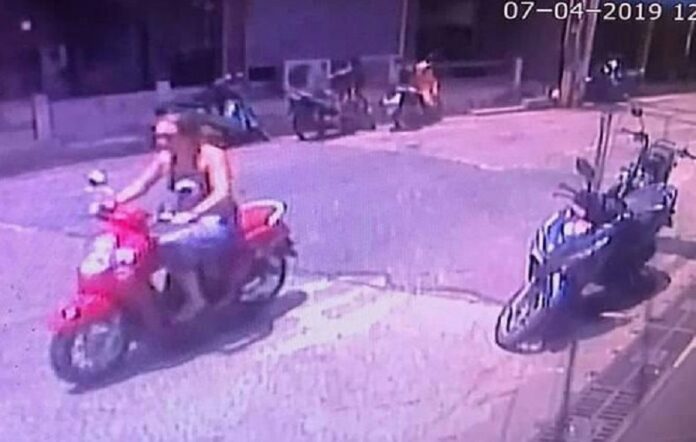 Miriam Beelte rides a motorcycle shortly before her death in security camera footage released by the police.