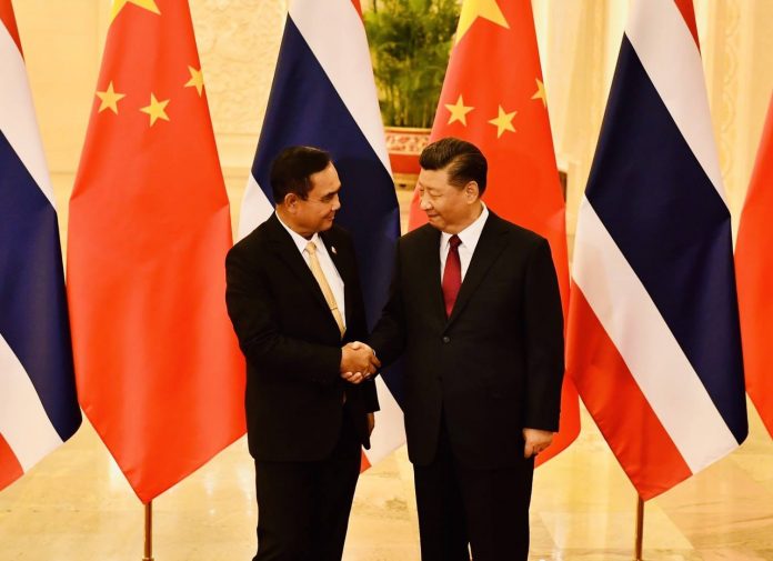 Thai prime minister Prayuth Chan-ocha meets Chinese president Xi Jinping in Beijing on April 26, 2019.