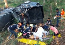 386 Die During ‘7 Dangerous Days’ of Songkran Emergency officials at the scene of a road accident in Korat, Nakhon Ratchasima on April 13, 2019.