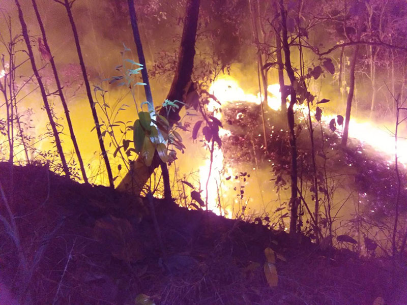 A forest fire on Monday in Mae Hong Son.