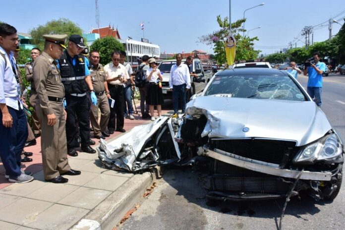 Police inspect the crash site on April 12, 2019.