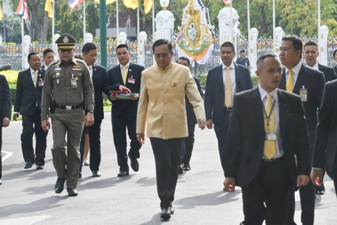 Junta chairman Prayuth Chan-ocha at Government House on May 7, 2019.
