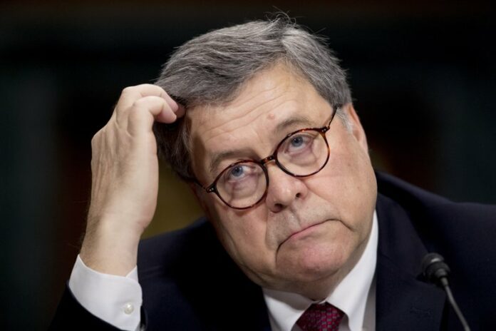 In this May 1, 2019, file photo, Attorney General William Barr appears at a Senate Judiciary Committee hearing on Capitol Hill in Washington. (AP Photo/Andrew Harnik, File)