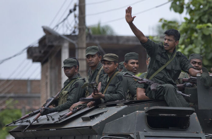 Soldiers return to their base following an operation searching for explosives and suspects tied to a local group of Islamic State militants in Kalmunai, Sri Lanka, Monday, April 29, 2019. Photo: Gemunu Amarasinghe / AP Soldiers return to their base following an operation searching for explosives and suspects tied to a local group of Islamic State militants in Kalmunai, Sri Lanka, Monday, April 29, 2019. Photo: Gemunu Amarasinghe / AP