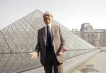 I.M. Pei, Architect Who Designed Louvre Pyramid, Dies at 102 In this March 29, 1989, file photo, Chinese-American architect I.M. Pei laughs while posing for a portrait in front of the Louvre glass pyramid, which he designed, in the museum's Napoleon Courtyard, prior to its inauguration in Paris. Pei, the globe-trotting architect who revived the Louvre museum in Paris with a giant glass pyramid and captured the spirit of rebellion at the multi-shaped Rock and Roll Hall of Fame, has died at age 102, a spokesman confirmed Thursday, May 16, 2019. Photo: Pierre Gleizes / AP