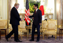Trump Says He Backs Japan’s Efforts to Talk With Iran President Donald Trump meets with Japanese Prime Minister Shinzo Abe at Akasake Palace, Monday, May 27, 2019, in Tokyo. Photo: Evan Vucci / AP