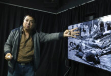Tiananmen Veterans Look Back on Movement’s Mistakes, Passion In this April 28, 2019, photo, Dong Shengkun gestures as he recalls being present at the scene seen in the photo when tanks ran down students taking part in the 1989 pro democracy protests during an interview in Beijing. Photo: Ng Han Guan / AP