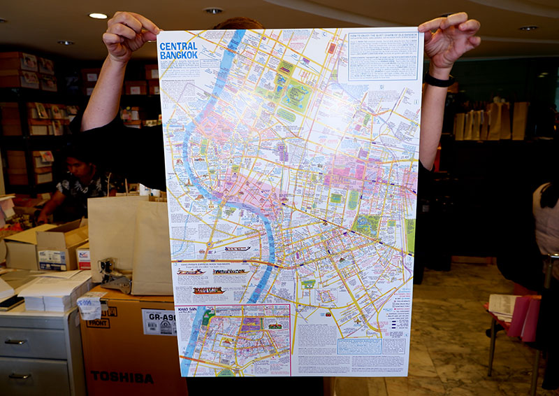A poster map of the Nancy Chandler Bangkok map, available for sale. 