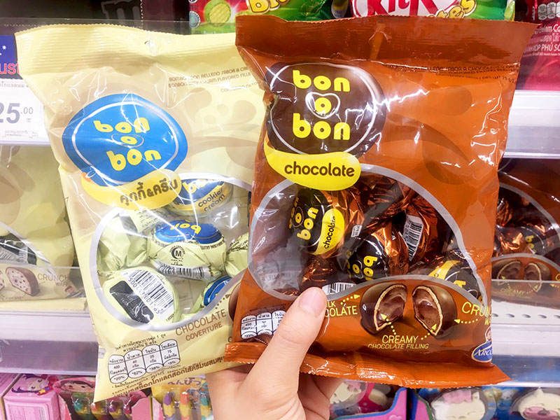 Packages of Bon o Bon candies found in Tops Supermarket (25 baht).
