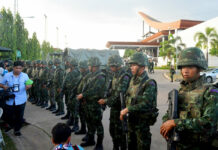 Royalist Calls for Coup, Lawyer Replies With Complaints Soldiers face off with reporters moments after the military stages a coup on May 22, 2014.