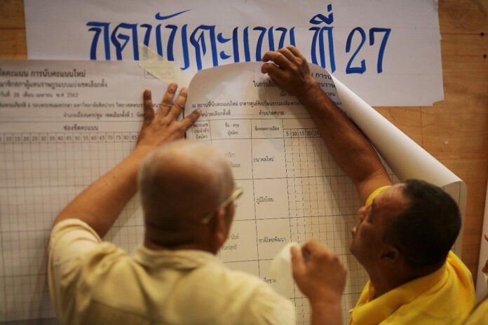 A recount in Nakhon Pathom province on April 28, 2019.