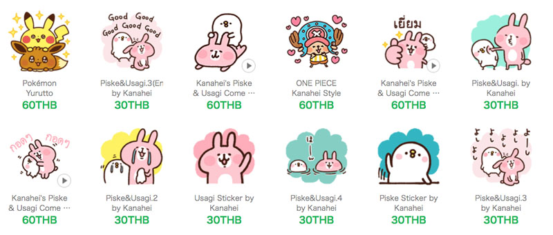 Kanahei’s Line stickers in the Thai Line store.