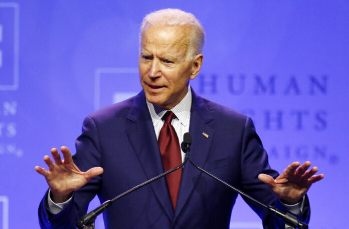 Democratic presidential candidate, former Vice President Joe Biden speaks during the Human Rights Campaign Columbus, Ohio Dinner at Ohio State University Saturday, June 1, 2019. Photo: Paul Vernon / AP